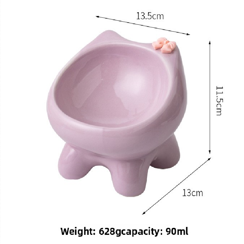 White Ceramic Elevated Cat Bowl Tilted Raised Pet Feeder with Anti-Slip Base Cute Design for Wet or Dry Food Ideal for Australian Pets