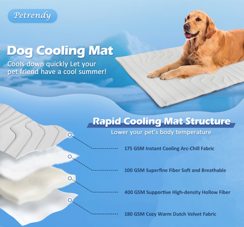 2 Pack Small Pet Cooling Mat 51x41cm - Dual Sided Self Cooling & Warm Dog Pad - Beige & Bipolar Blue Crate Liner for Cats & Puppies under 8kg