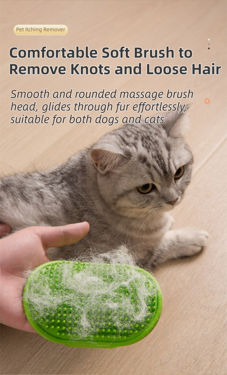 3-Pack Green Multi-Functional Adjustable Silicone TPR Pet Grooming Massage Brush - for De-Shedding, and Furniture Scratching