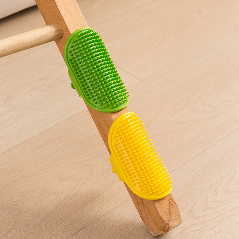 3-Pack Green Multi-Functional Adjustable Silicone TPR Pet Grooming Massage Brush - for De-Shedding, and Furniture Scratching