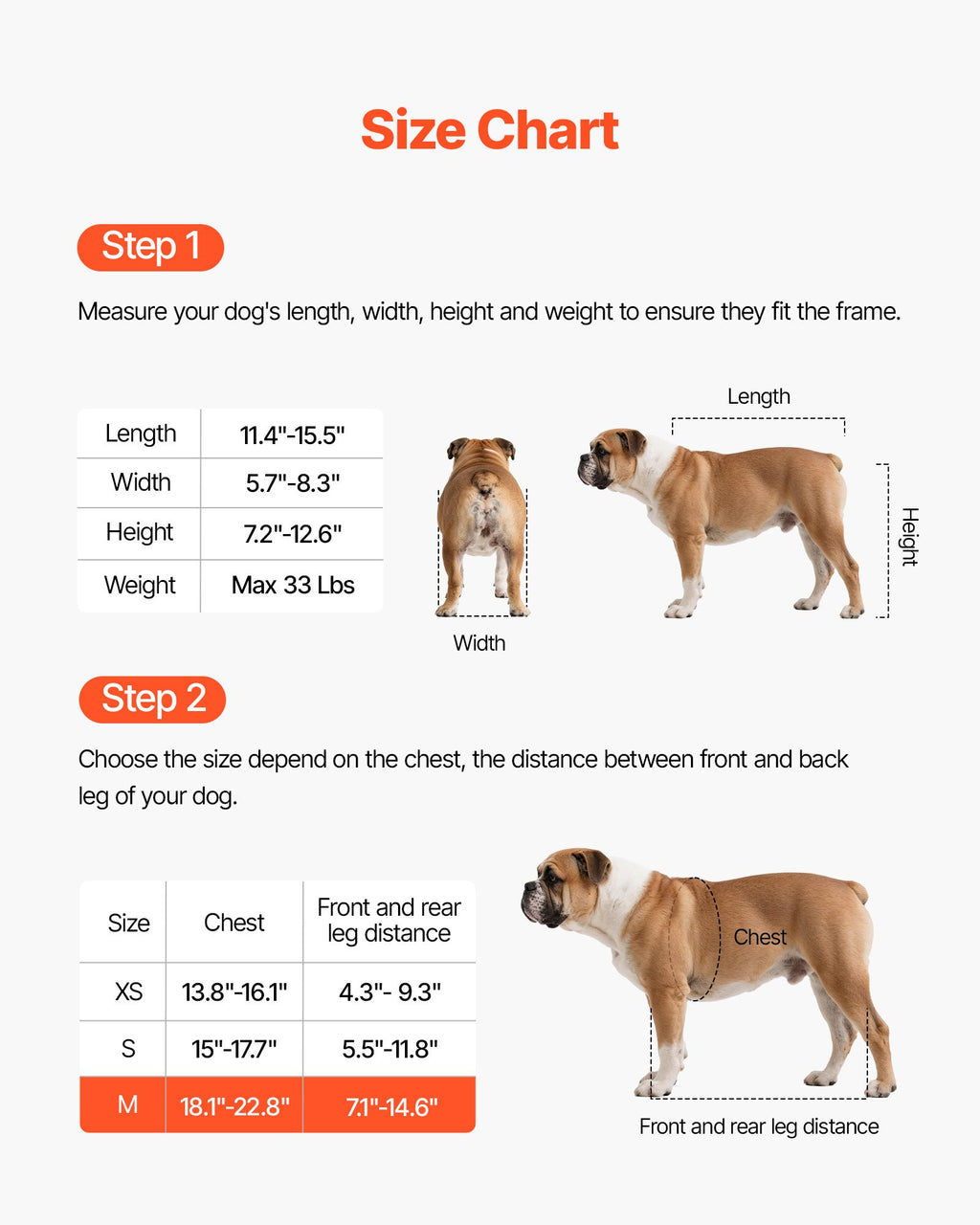 VEVOR Mobility Support Wheel Chair for Disabled Injured Dogs up to 15kg, Medium