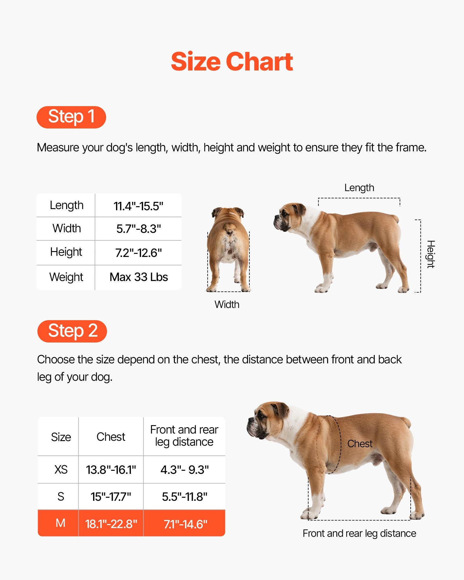 VEVOR Mobility Support Wheel Chair for Disabled Injured Dogs up to 15kg, Medium