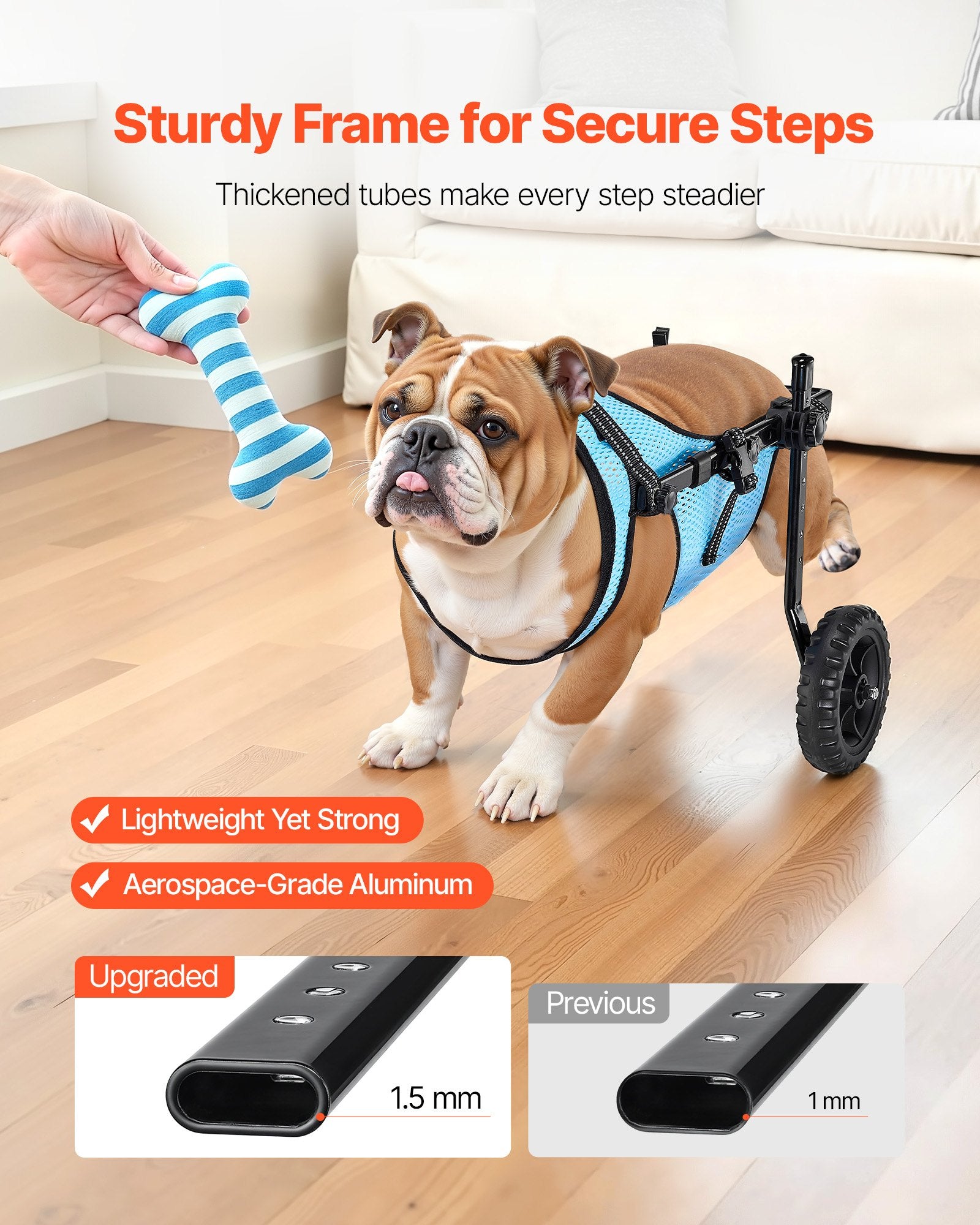 VEVOR Mobility Support Wheel Chair for Disabled Injured Dogs up to 15kg, Medium