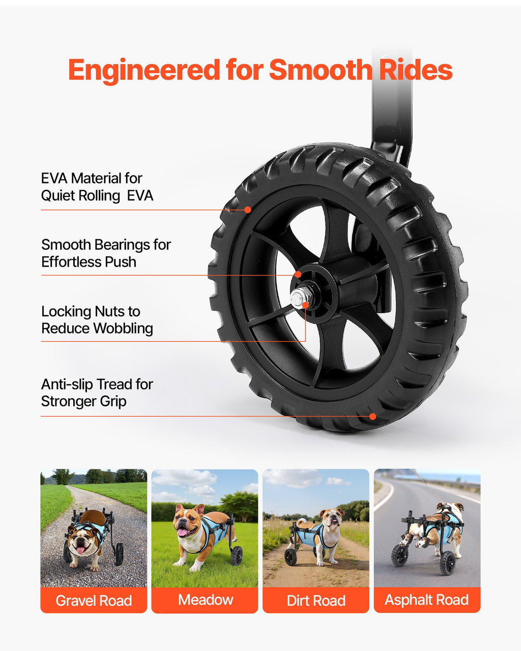 VEVOR Mobility Support Wheel Chair for Disabled Injured Dogs up to 15kg, Medium