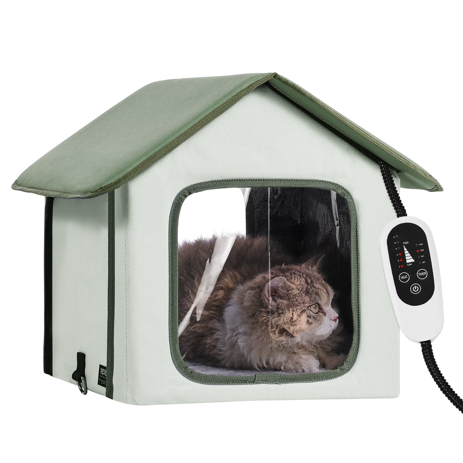 VEVOR Elevated Heated Cat House with timer for Outdoor Shelter