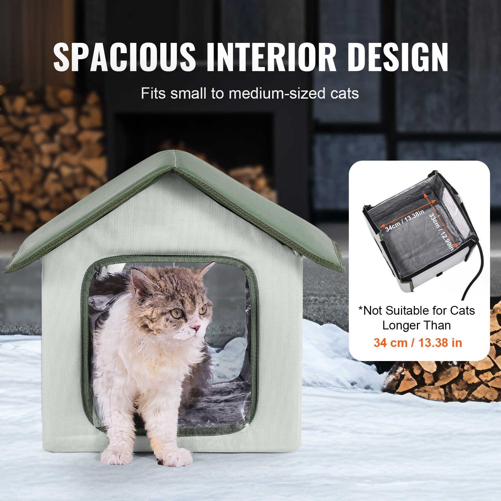 VEVOR Elevated Heated Cat House with timer for Outdoor Shelter