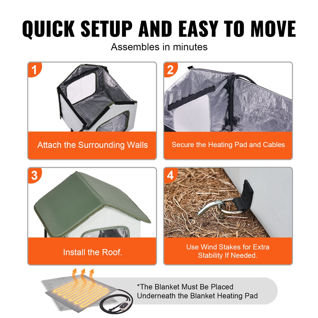 VEVOR Elevated Heated Cat House with timer for Outdoor Shelter