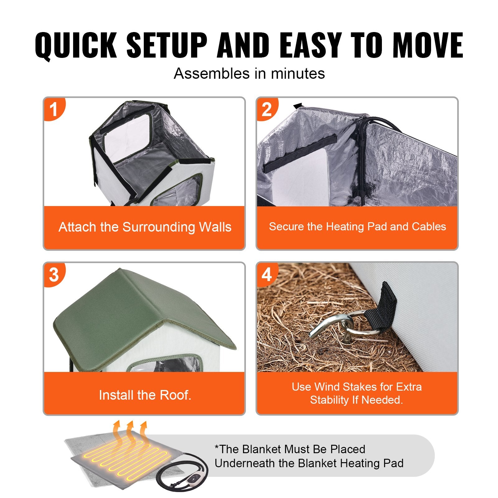 VEVOR Elevated Heated Cat House with timer for Outdoor Shelter