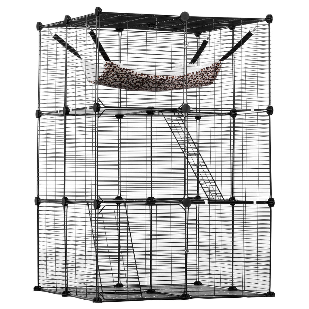 VEVOR Large Detachable Metal 3-tier Cat Cage with Large Hammock 2 Ramp Ladders