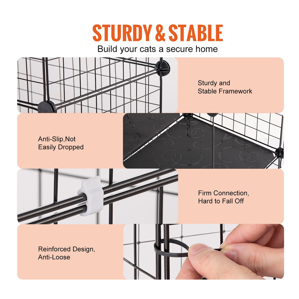 VEVOR Large Detachable Metal 3-tier Cat Cage with Large Hammock 2 Ramp Ladders