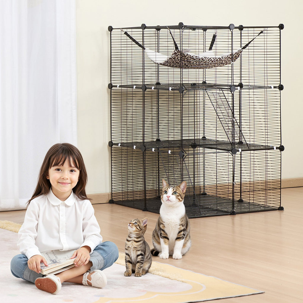 VEVOR Large Detachable Metal 3-tier Cat Cage with Large Hammock 2 Ramp Ladders