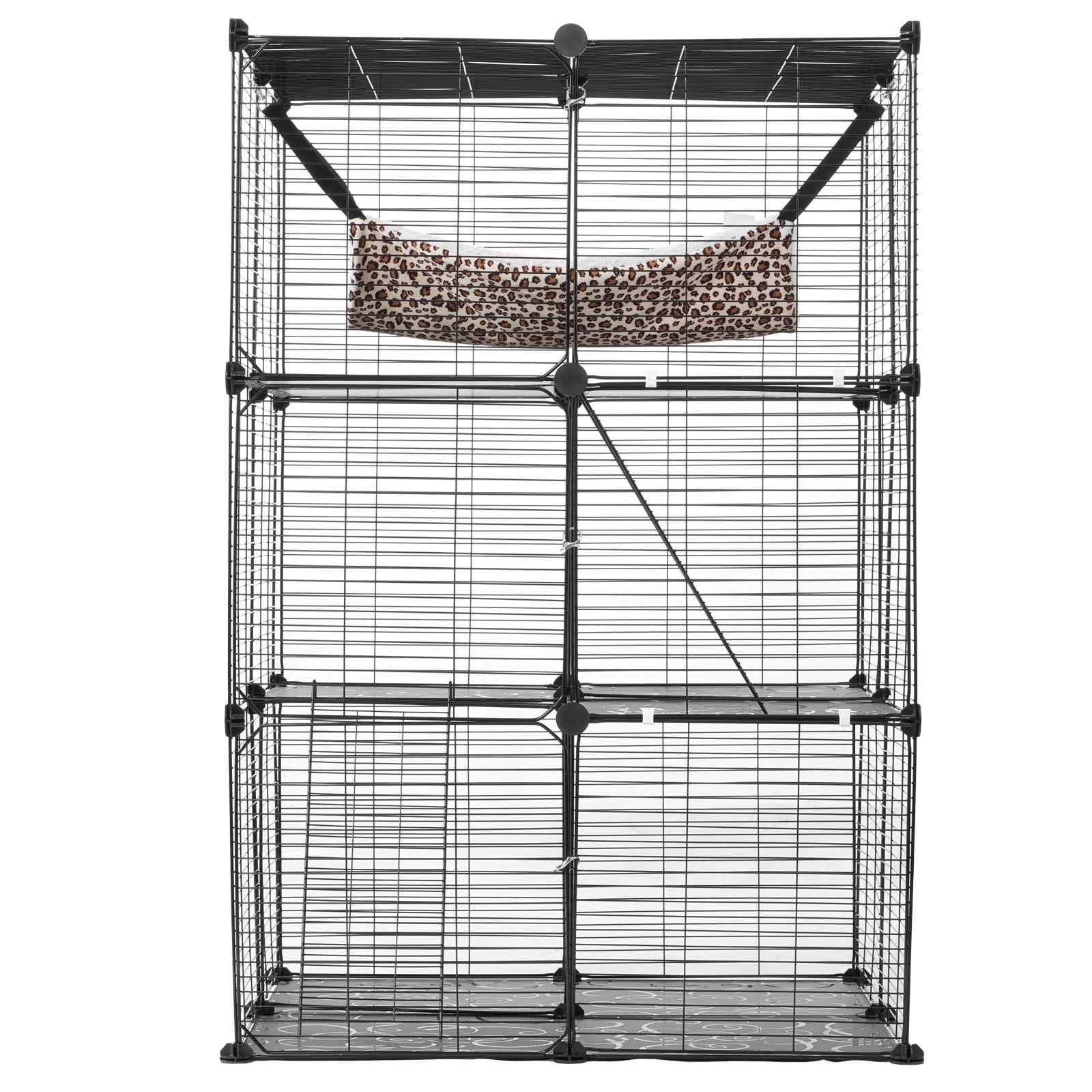 VEVOR Large Detachable Metal 3-tier Cat Cage with Large Hammock 2 Ramp Ladders