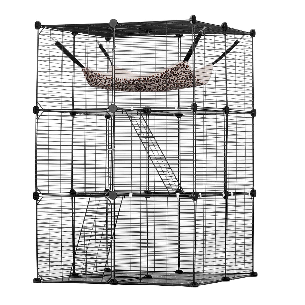 VEVOR Large Detachable Metal 3-tier Cat Cage with Large Hammock 2 Ramp Ladders