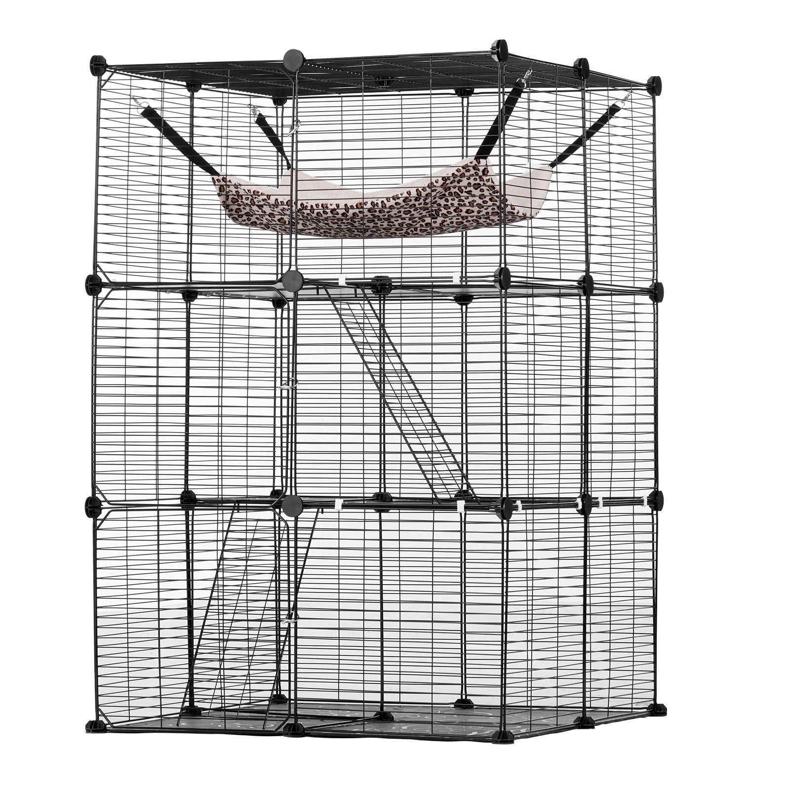 VEVOR Large Detachable Metal 3-tier Cat Cage with Large Hammock 2 Ramp Ladders