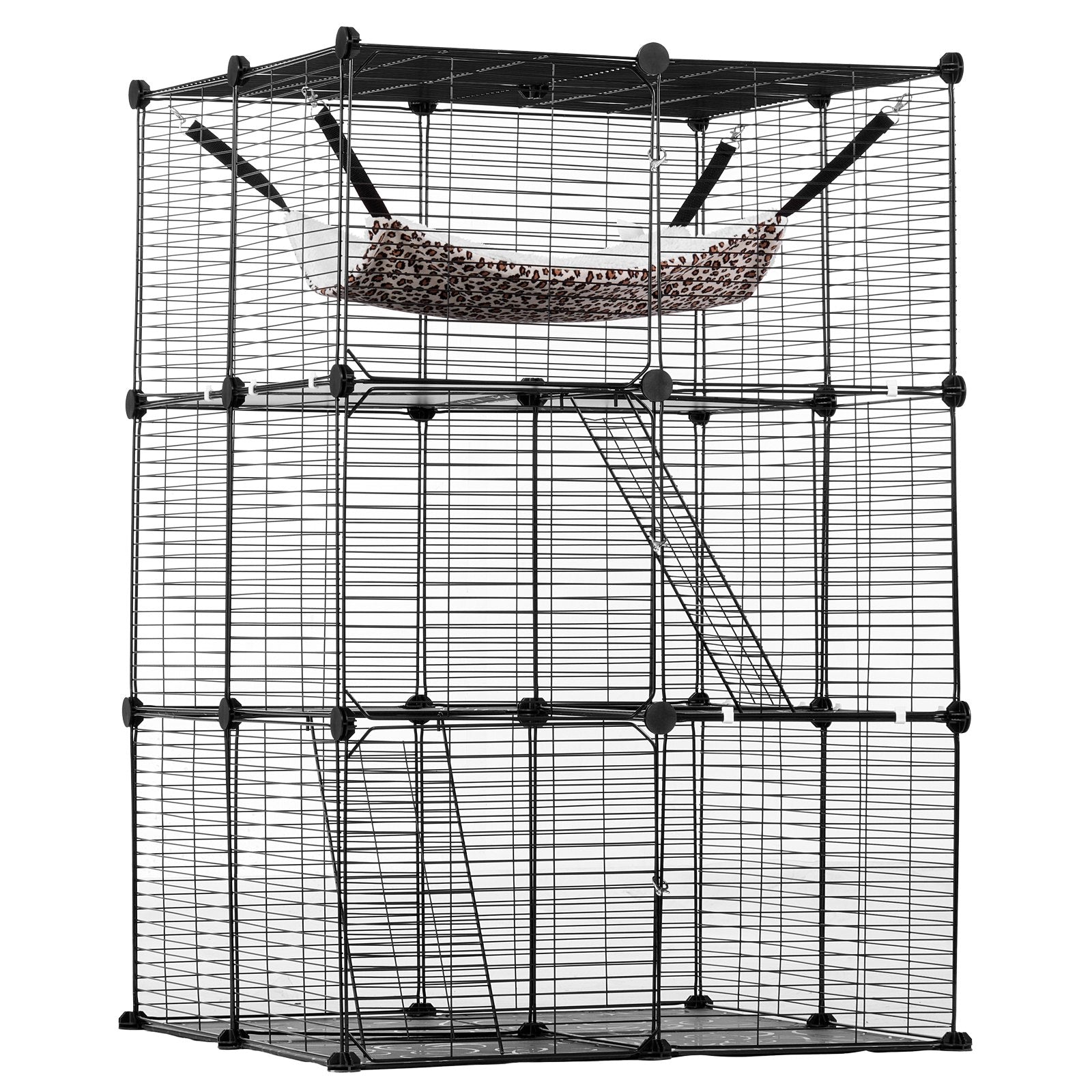 VEVOR Large Detachable Metal 3-tier Cat Cage with Large Hammock 2 Ramp Ladders