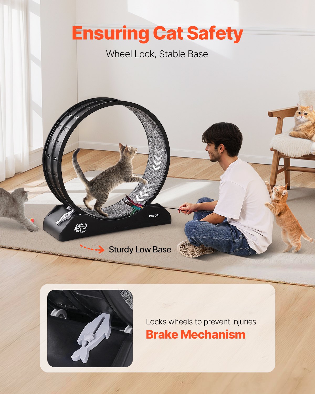 VEVOR Indoor Cat Exercise Wheel with Brakes & Carpeted Runway