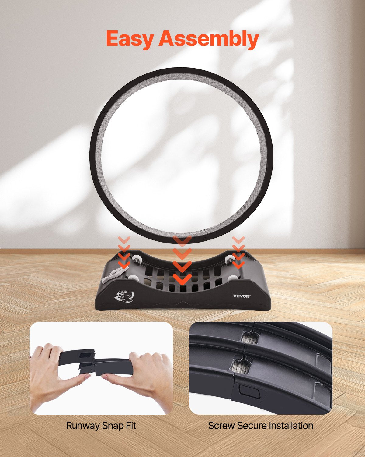 VEVOR Indoor Cat Exercise Wheel with Brakes & Carpeted Runway