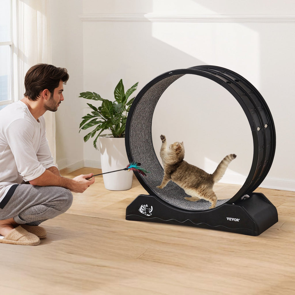 VEVOR Indoor Cat Exercise Wheel with Brakes & Carpeted Runway