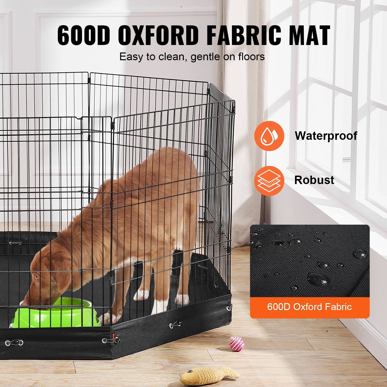 VEVOR Dog Playpen, 8 Pcs 30"H x 24"W Panels Foldable Indoor and Outdoor Metal with Door - Suitable for Dogs Cats and other small animals