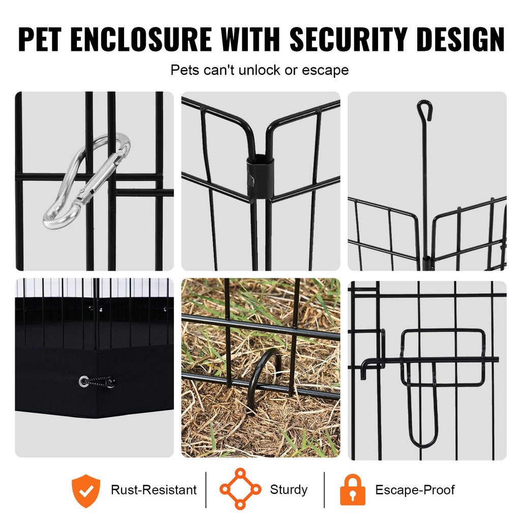 VEVOR Dog Playpen, 8 Pcs 30"H x 24"W Panels Foldable Indoor and Outdoor Metal with Door - Suitable for Dogs Cats and other small animals