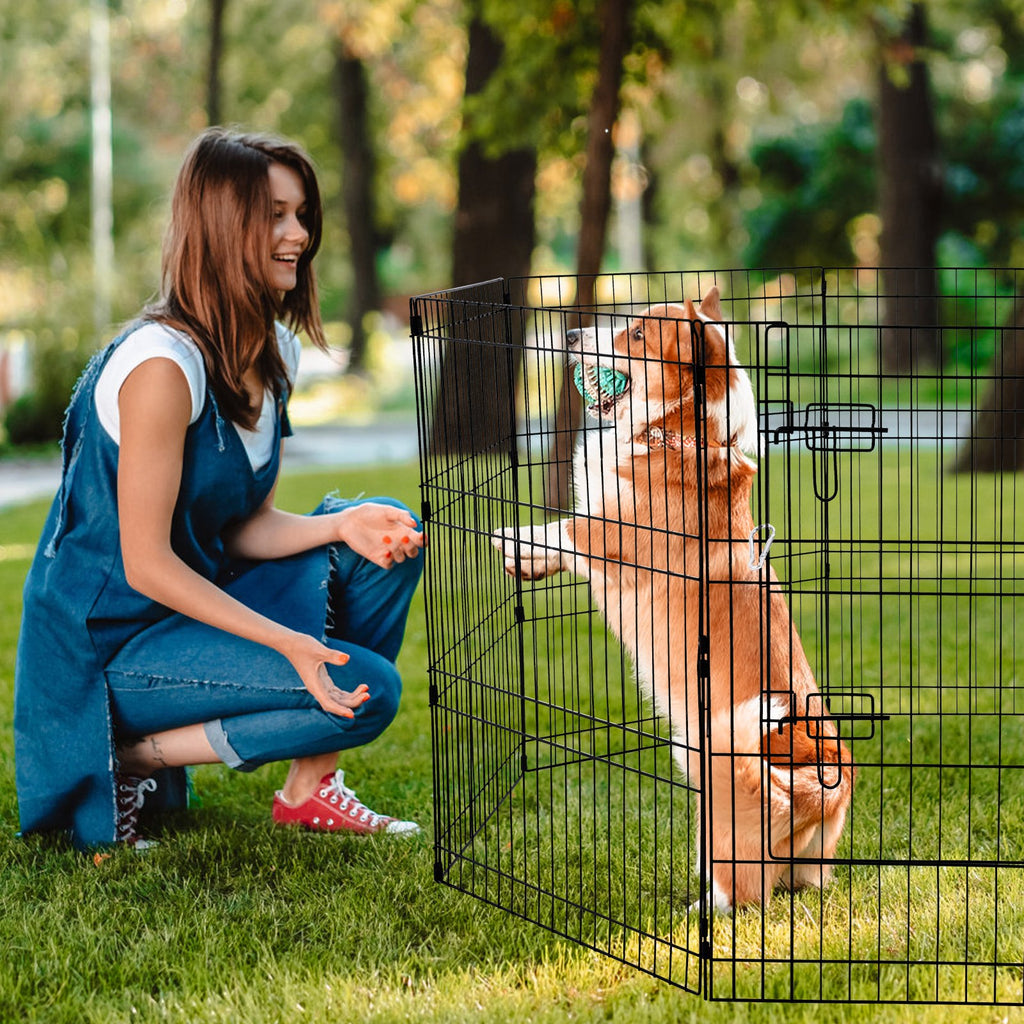VEVOR Dog Playpen, 8 Pcs 30"H x 24"W Panels Foldable Indoor and Outdoor Metal with Door - Suitable for Dogs Cats and other small animals