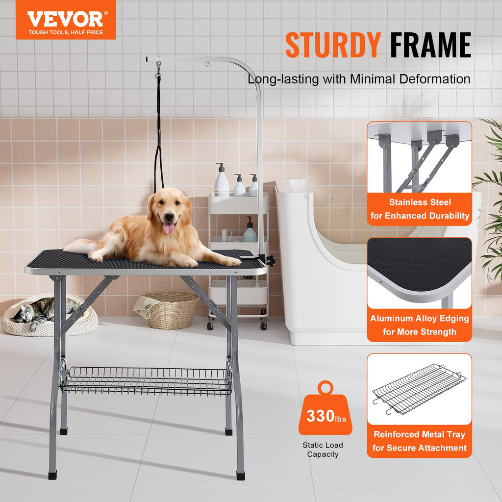 VEVOR Foldable Grooming Table Arm with Clamp for Medium and Small Dogs