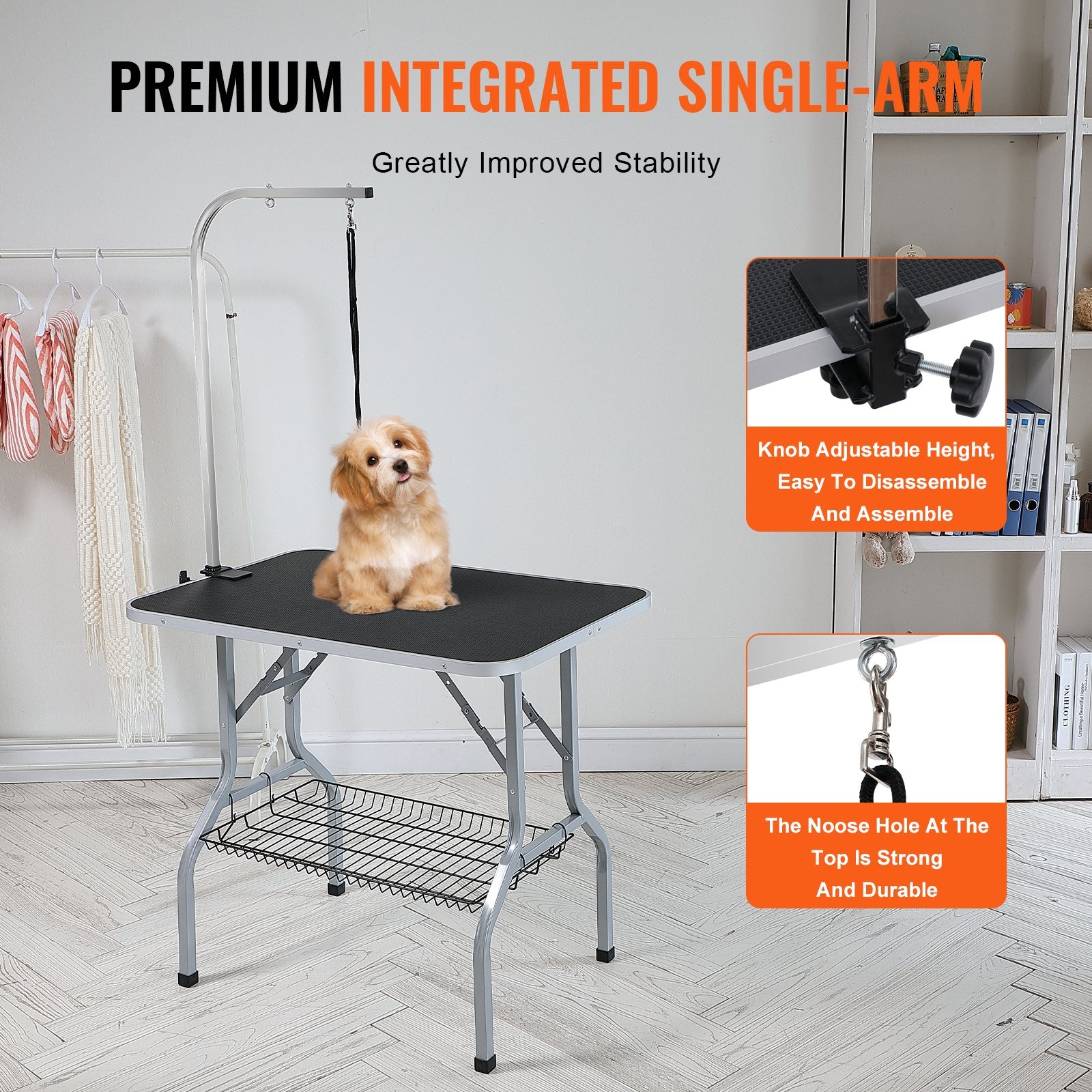 VEVOR Foldable Grooming Table Arm with Clamp for Medium and Small Dogs