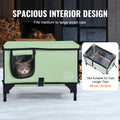 VEVOR Elevated Heated Cat House with Adjustable Temperature and Timer - Green