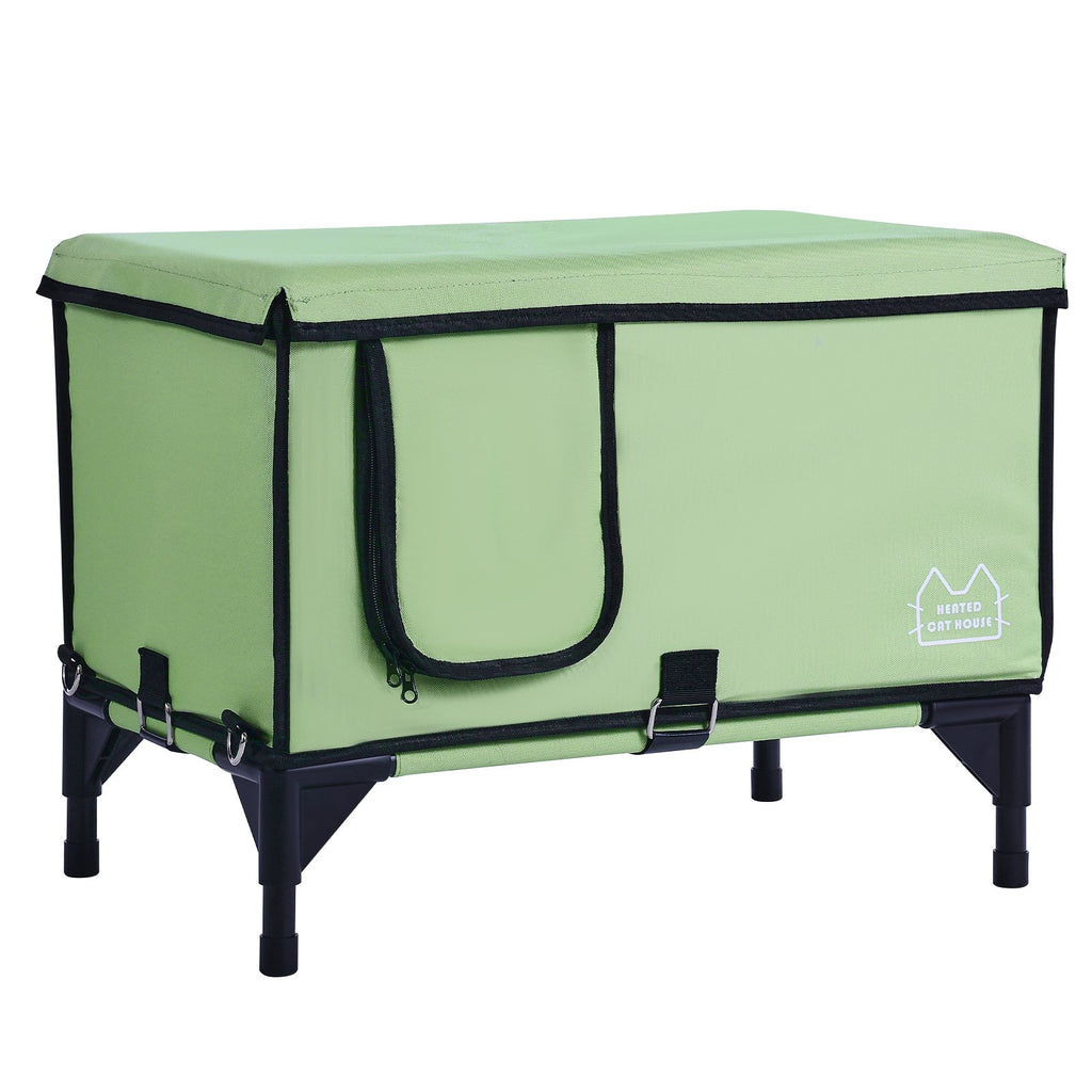 VEVOR Elevated Heated Cat House with Adjustable Temperature and Timer - Green