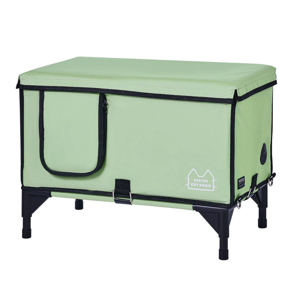VEVOR Elevated Heated Cat House with Adjustable Temperature and Timer - Green